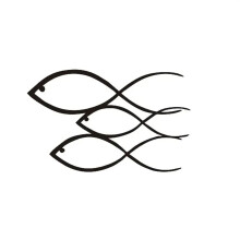 7.4in/11in Metal Black Fish Wall Art Metal Decor Wall Hanging Home Living Room Decor Nautical Wall Stickers & Murals Iron Art, Wall Decoration