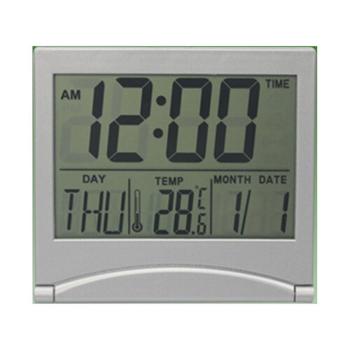 Digital Wall Clock Clock Decor Perpetual Calendar Alarm Clock Silver