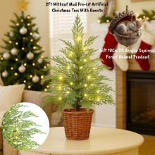 Pre-Lit Green Artificial Christmas Tree 24In Flame Retardant