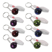 Bowling Pin Keychains Sports Souvenir 8 pcs