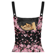 Roze wasknijpertas met kersenbloesemmotief, 37 x 30 cm, ruimtebesparende ophangorganizer voor de waslijn, 2 stuks