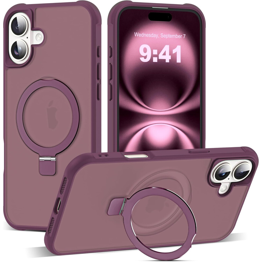 Compatible With Iphone 16 Plus Case: Military-Grade Translucent, Invisible Magnetic O-Ring Stand, Magsafe-Compatible, Great Grip 9028731913742