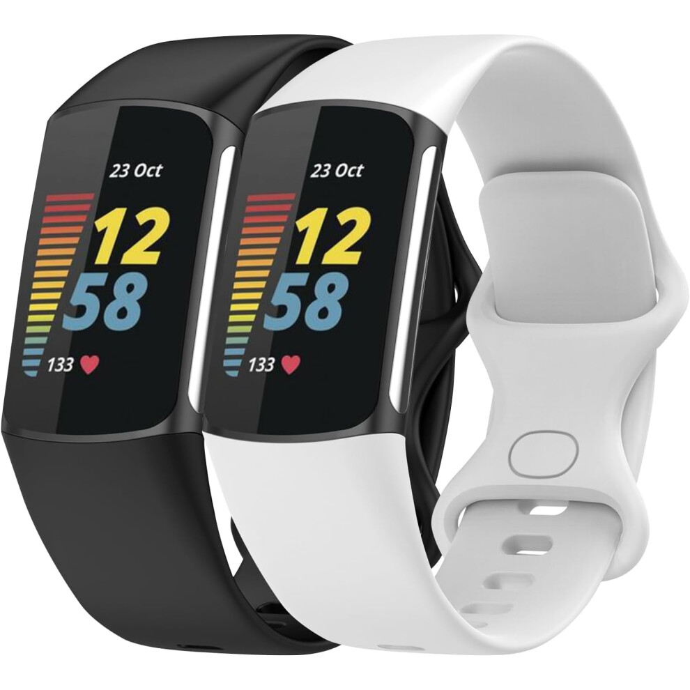 2 Pack Compatible With Fitbit Charge 6 Bands For Women Men, Soft Silicone Replacement Band For Compatible With Fitbit Charge 6 Charge 5 Smartwatch 9028731913230