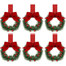 Mini 3.94-inch Christmas wreaths with red ribbon