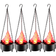 3D Fake Fire Light Set of 4, Hanging LED Flame Lights, Realistic Campfire Lamp Prop for Halloween, Christmas, Festival, New Year, Party Decor