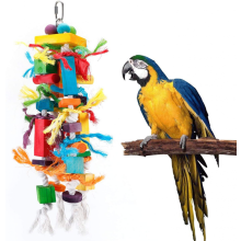 Parrot Chew Toys Multi-coloured Wood Block Tear Toys for African Grey Parrots Conure Parrots and Medium to Large Amazon Parrots