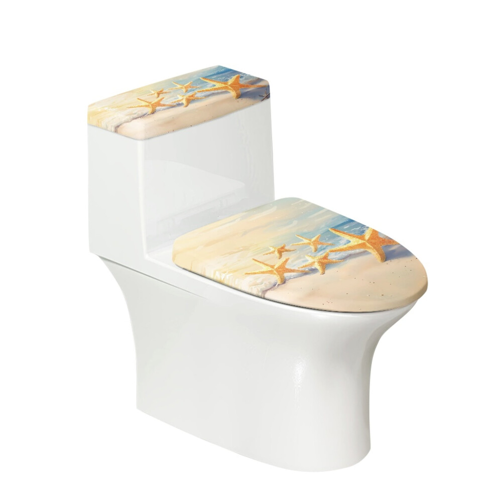 Starfish Toilet Seat & Tank Covers, Machine Washable, Seaside Design, Fit Most Round/Elongated Toilets, 2Pcs, Compatible With Standard Toilets 9028731914480