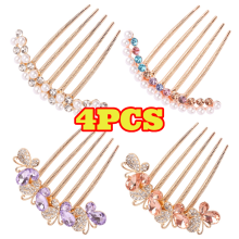 4pcs Pearl and Rhinestone Hair Combs, Elegant Hair Accessories for Women, Decorative Hair Side Combs for Wedding, Party & Daily Styling