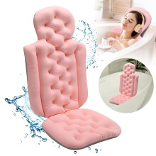 Pernă de baie pentru tot corpul, pernă spa antiderapantă cu ventuze, tetieră și spătar din plasă respirabilă 4D, design ergonomic cu uscare