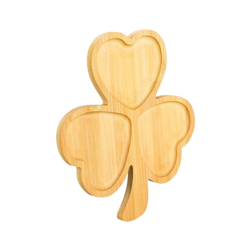 Wooden Clover Serving Tray – Solid Wood with Handle, Rustic Decor for Cake, Fruit, Kitchen, Dining & Parties