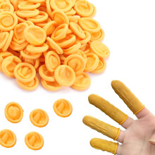 100 stk. lateks fingerhansker, beskyttende fingertupphansker, gummi, industrielle fingerstopper (gul)