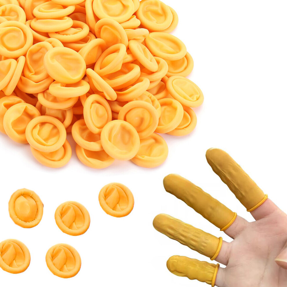 100Pcs Latex Finger Cots Protective Fingertips Gloves Rubber Industrial Fingerstall Sleeves (Yellow) 9028731960777