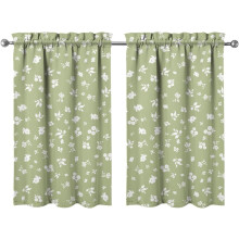 Floral Kitchen Curtains 39" L, Sage Green Short Tier for Sink/Bathroom/Cafe, Rod Pocket (2 Panels, 27.5" W x 39" L)