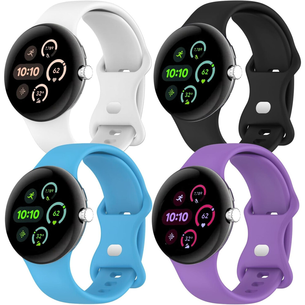 4Pcs Active Silicone Bands For Google Pixel Watch 3 (41Mm) & Pixel Watch 2 Â Sport, Waterproof, Compatible With Pixel Watch 9028731962887