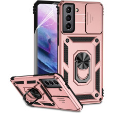 Phone Protective Case with Screen Protector for compatible with Samsung Galaxy S21 5G - Dual Layer, Magnetic Ring Holder, Kickstand, Drop Tested