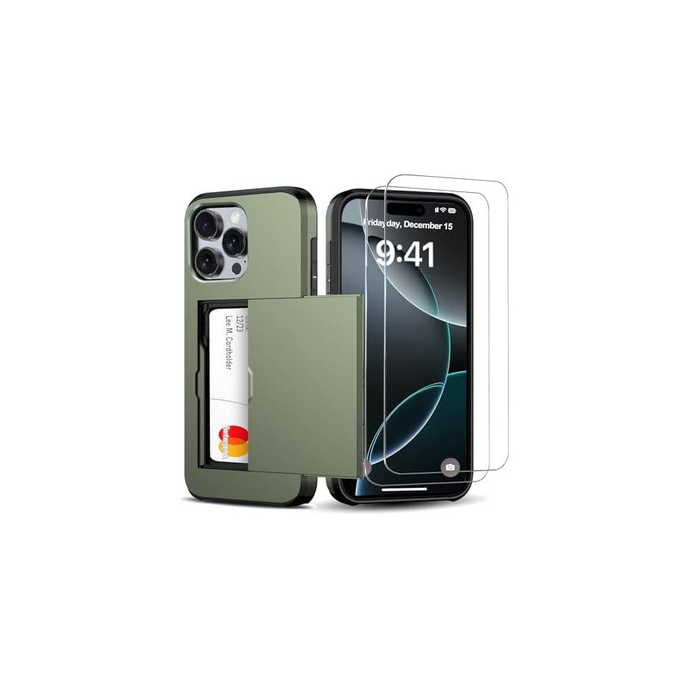 Iphone 16 Pro Wallet Case With Card Holder + 2 Tempered Glass Protectors Â Slim, Shockproof, Hidden Card Slot, Compatible With Iphone 16 Pro 6.3Â³ 9028731964539
