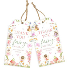 50 sztuk dwustronnych etykiet na prezenty z motywem wróżek, idealnych na urodziny dziewczynki, baby shower, ślub i wieczór panieński