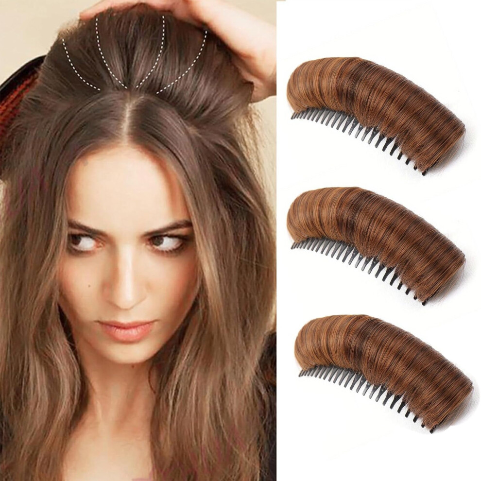 Unisex Brown 3Pcs Invisible Fluffy Hair Pads For Volume, Bun & Bump Clip Â Light (Compatible With All Hair Types)