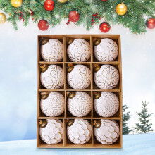 DAMAI Vintage Rustic Christmas Ball Ornaments, 12Pcs 3.14" Shatterproof White Hanging Ornaments, Farmhouse Holiday Decor for Indoor/Outdoor Tree &