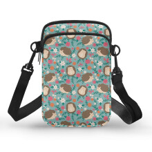 Schoudertas voor dagelijks gebruik, unisex, met egeltjes en bloemen, messenger bag met ritssluiting.