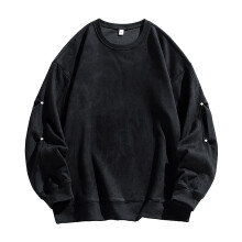 SYMOID Ensfarvede herresweatshirts 3XL Efterårs- og vintertøj til mænd Letvægts stor og høj sweatshirtpullover Sort