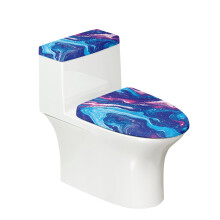 WC-Sitzbezüge in blauer Marmoroptik (2-teiliges Set), Polyester, elastischer Rand und Unterseite, passend für alle WC-Formen