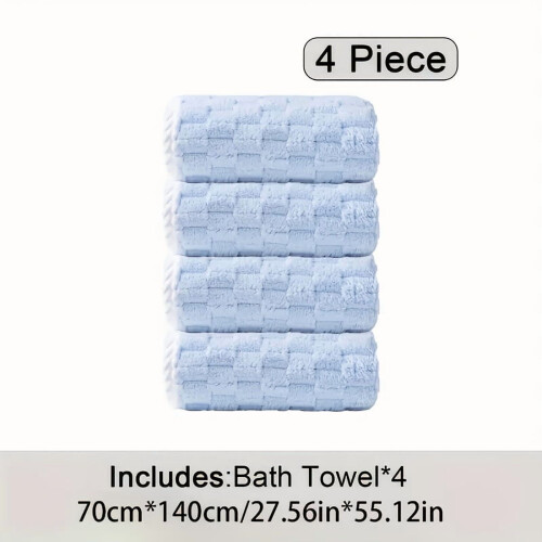 4-Pack Waffled Super Soft Bath Towels, Quick-Drying Microfiber (80% Polyester, 20% Polyamide), Spa/Fitness/Travel – Compatible with Home Use