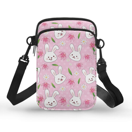 Τσάντα Crossbody με σχέδιο λουλουδιών και πράσινων φύλλων, ρυθμιζόμενο λουράκι ώμου,