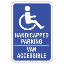Parkeerplaats voor gehandicapten, toegankelijk voor busjes, metalen aluminium bord, afmetingen: 8x12 inch