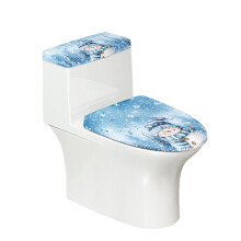 Kerstsneeuwpop muziek toiletbrilhoes met elastische onderkant en deksel voor stortbak, polyester, onderhoudsvriendelijke toiletbrilhoes set,