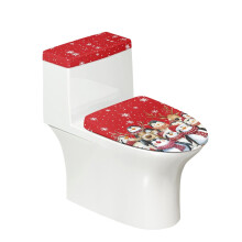 Weihnachtliches Pinguin-WC-Bezugsset aus Polyestergewebe, Badezimmer-WC-Bezugsset, elastischer Rand, verstellbar, dehnbar, wiederverwendbar, passend
