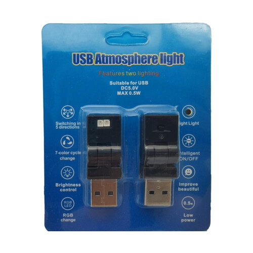 Mini USB LED Car Light Interior Mood Light 1 Pack