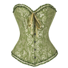 FANNYC Women's Floral Black Lace Trim Corset Overbust Waist Cincher Bustier Body Shaper Top Shapewear Lady Lingerie Plus Size