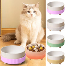 Ceramic Constant Temperature Heating Pet Bowl for Cats & Dogs – Elevated, Anti-Slip, Winter Warm Feeding Bowl, 5.31", Purple