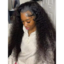 Deep Wave Lace Front Wig, Human Hair, 180 Density, HD Full Lace Front Wig, Curly Human Hair Wig with Baby Hair for Women