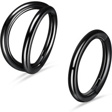 2pcs Titanium Nose Hoops 16G, 6–12mm Dia, for Cartilage/Helix/Daith/Rook/Septum; Silver/Gold/Rose Gold/Black; Compatible with Standard Piercings