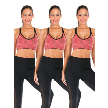 3 pack Women Sports Bra Removable Pad Yoga Bras Racerback Workout Crop Tops Active Gym Yoga Workout Sports Bras for Women Seamless Sports Bra
