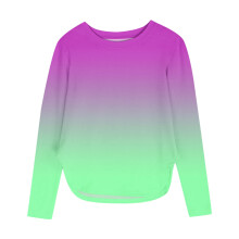 Purple Gradient Long Sleeve Slim Tunic Tee for Kids, Boat Neck with Slit – Compatible with Fall/Summer 2025 Fashion
