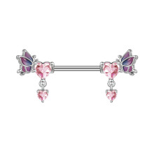14G sebészeti acél mellbimbó gyűrű CZ opál mellbimbó piercing nőknek súlyzó ékszerek-Style3
