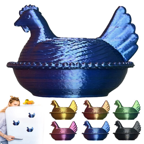 Chicken on Nest Refrigerator Magnets 3D Printed Vintage