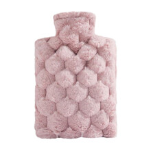 Rosa Wärmflasche mit Bezug, 1 l, weicher Flanell-Wärmebeutel zur Linderung von Menstruationsbeschwerden, Nacken- und Schulterschmerzen,