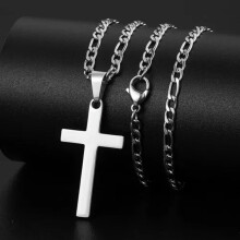 Náhrdelník s krížom a príveskom z nehrdzavejúcej ocele 38x22 mm