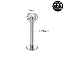 2 kpl 16G titaaniteräksestä valmistettuja pyöreäjä huulirenkaita, CZ-kierteisiä labret-nappikorvakoruja, helix-lävistyksiä - 1,2 * 10 * 4 mm