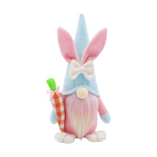 Paasdwergpopje als ornament, fluwelen konijnenfiguurtje met strik – Feestelijke decoratie voor huis, tuin en binnenplaats voor feestjes en
