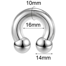 Stainless Steel Horseshoe Nose Ring 00G 16mm