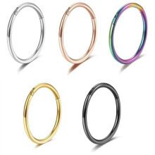 5ks nerezové ocelové kroužky do nosu, náušnice s kruhovým uchem, piercing do chrupavky, septum, šperky - sada 18g 8mm (5ks)