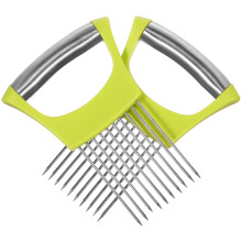 2 pièces Trancheuse à oignons avec support de découpe, outil de cuisine multifonction, support à trancher les oignons en acier inoxydable,