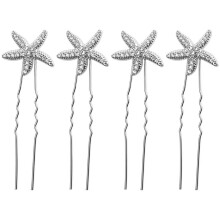 Juego de 4 elegantes pinzas para el cabello en forma de estrella, accesorios de aleación para el cabello ideales para bodas, fiestas y ocasiones