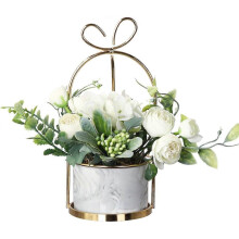 Artificial Flowers Hydrangea Chrysanthemum Potted Fake Flowers Hanging Potted Plants for Home Living