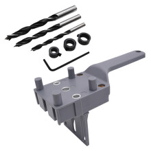 Adjustable Depth Woodworking Drill Guide Set With 6mm-8Pcs grey
